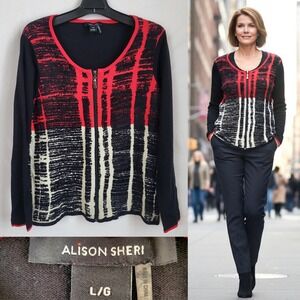 Alison‎ Sheri Full-Zip Sweater Cardigan Black red Large
